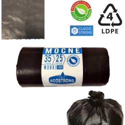Worki na odpady LDPE 35L- 25 szt. na rolce kolor czarny