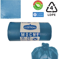 Worki na odpady LDPE 35L- 25 szt. na rolce kolor niebieski